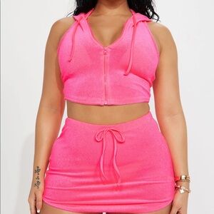 Hot Pink 2 Piece Terrycloth Set & Cover Up